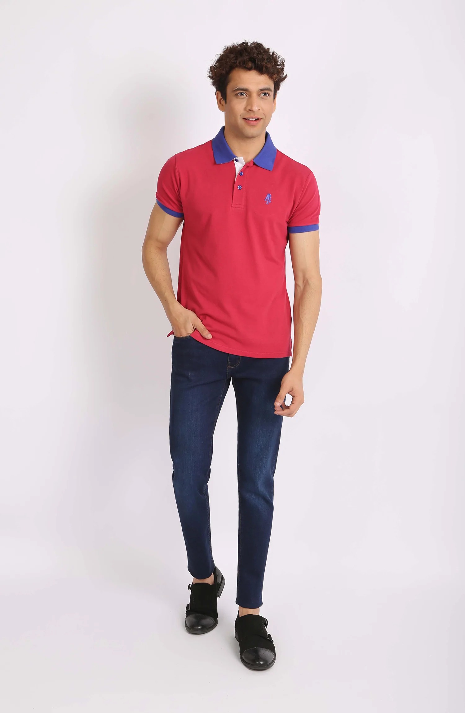 PIQUE KNIT POLO IN RED
